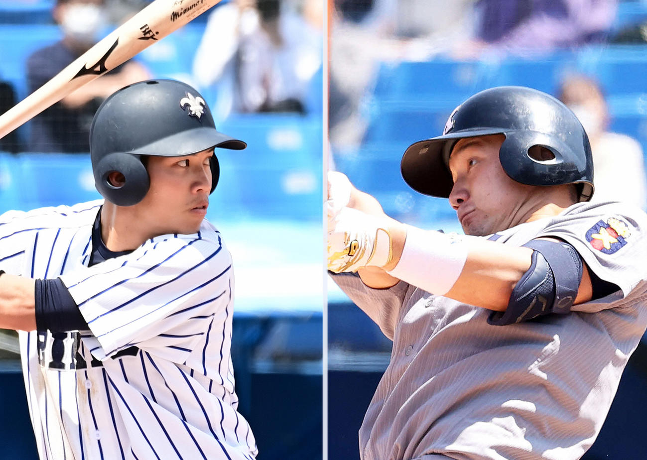 立大・太田英毅（左）と慶大・正木智也