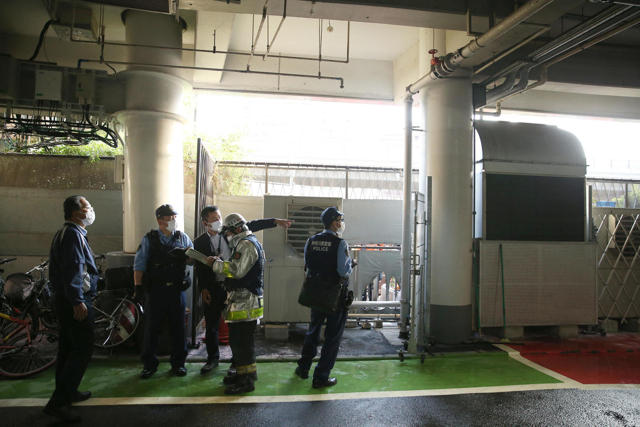 DeNA対阪神　9回開始前、ぼやが発生した現場付近（撮影・前田充）