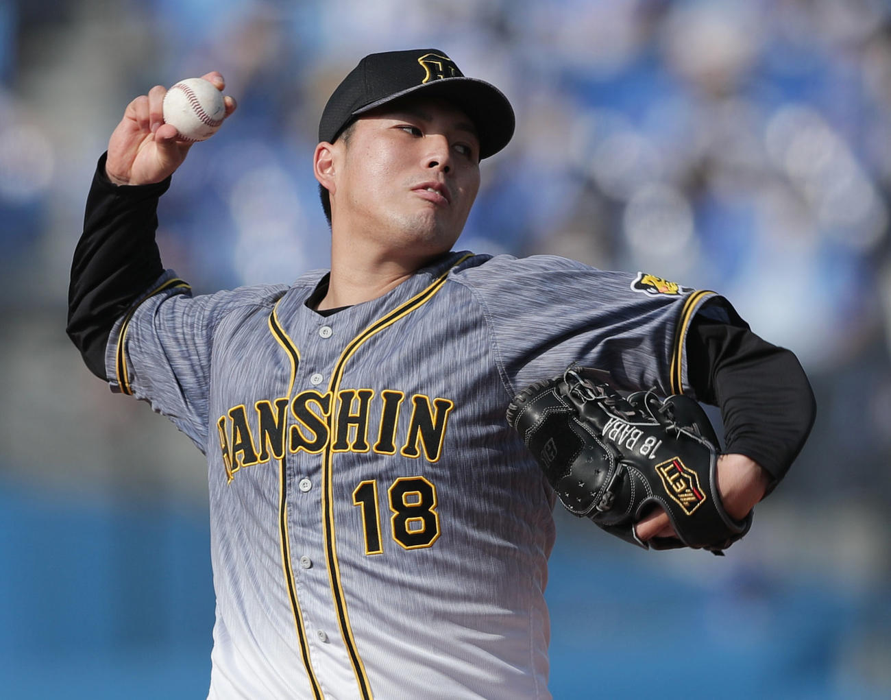DeNA対阪神　4回裏から登板し、今季初勝利を挙げた馬場（撮影・前田充）