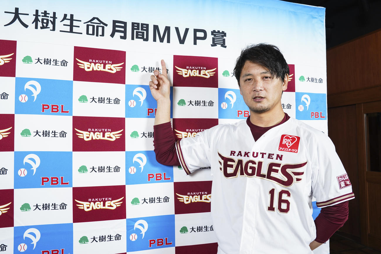 3・4月度の月間MVPを受賞した楽天涌井（楽天野球団提供）