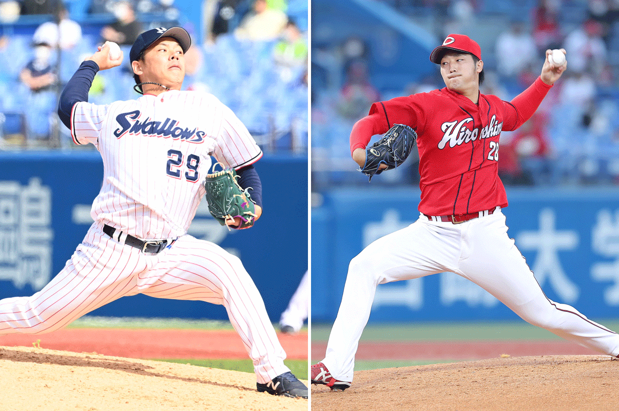 ヤクルト小川泰弘（左）と広島床田寛樹