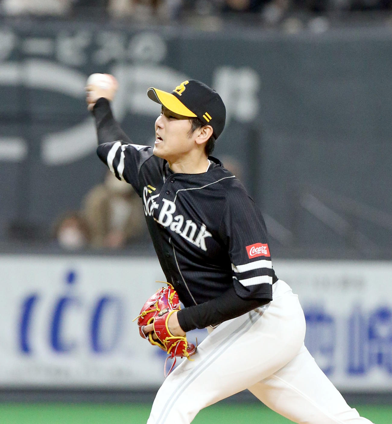 日本ハム対ソフトバンク　ソフトバンク先発の石川（撮影・佐藤翔太）