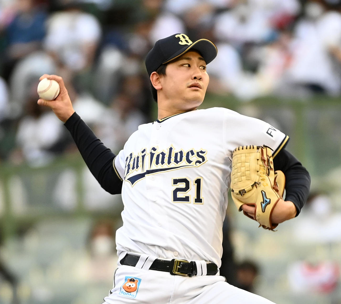 オリックス対楽天　オリックス2番手の竹安（撮影・前岡正明）