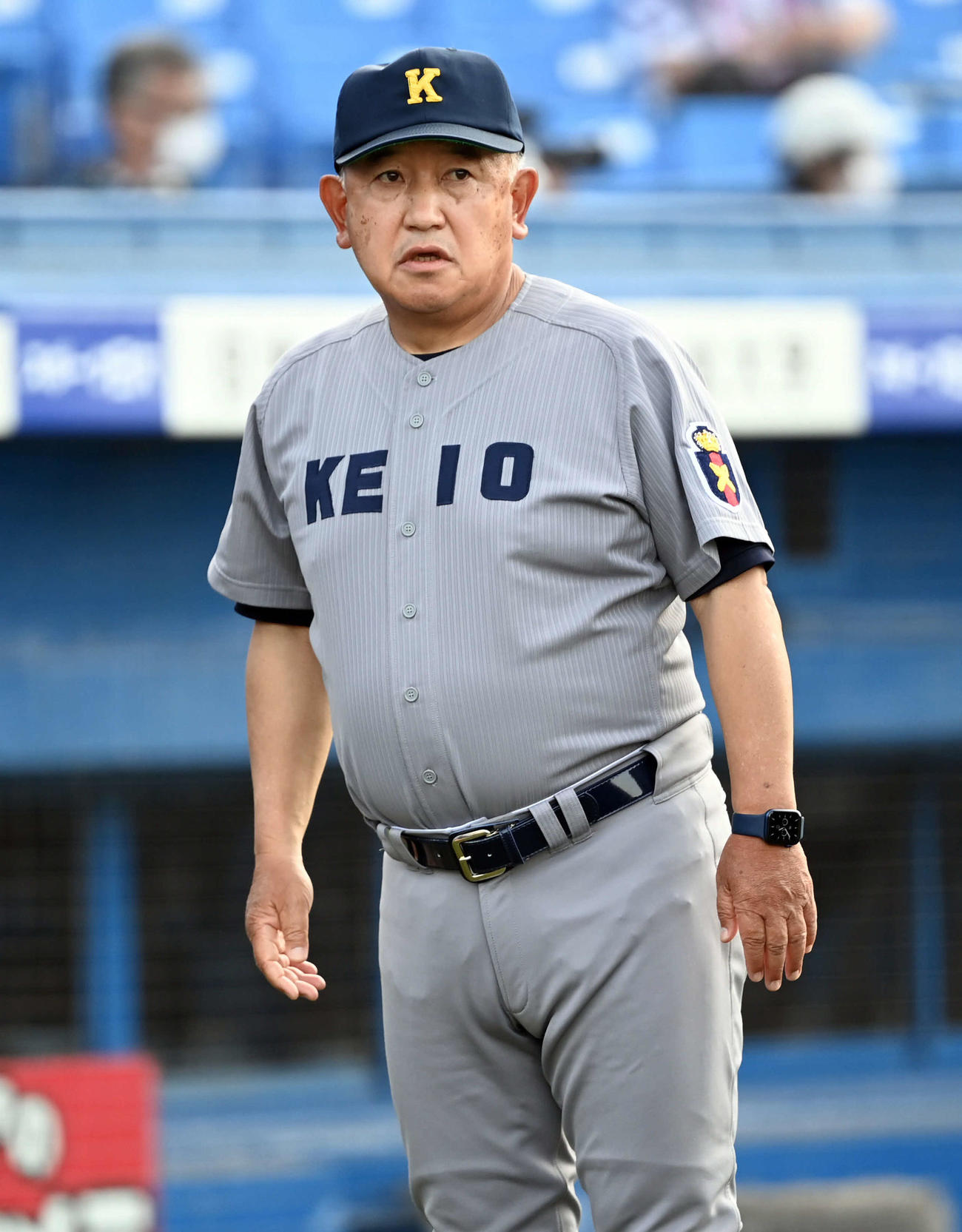 立大対慶大　慶大堀井監督（撮影・たえ見朱実）