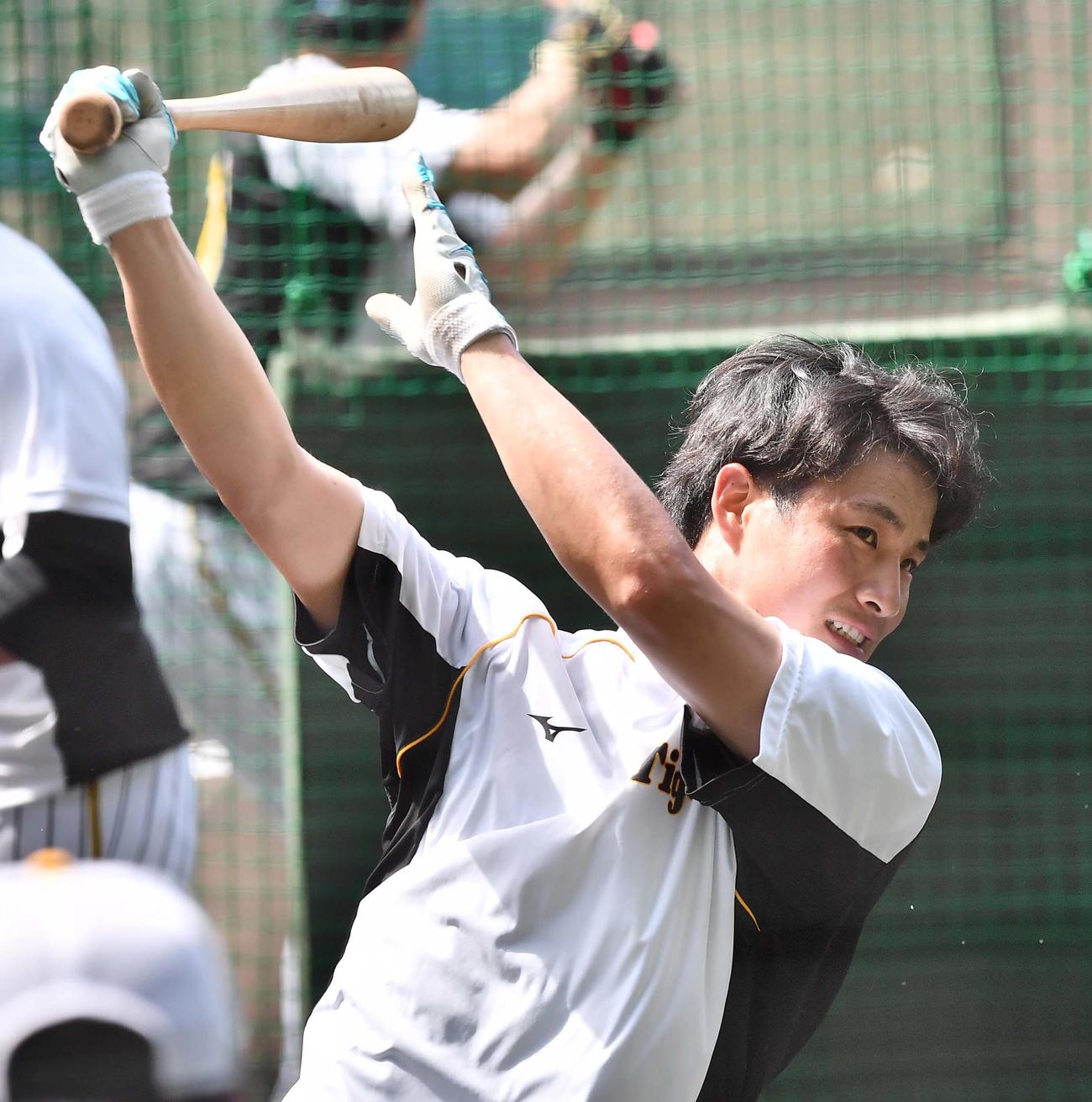 ウエスタン・リーグ阪神対広島　甲子園球場で打撃練習をする木浪（撮影・上田博志）