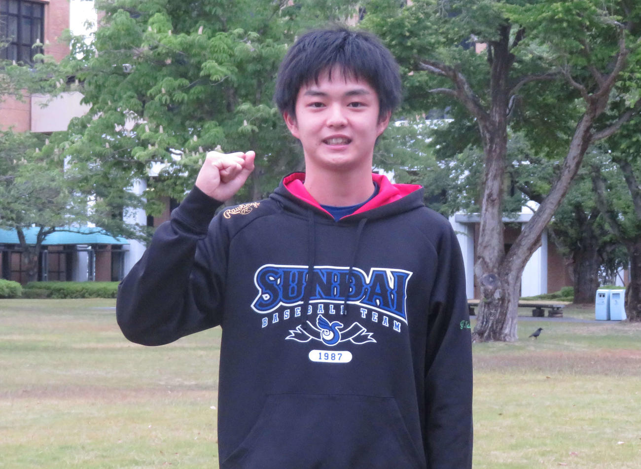 ロッテ佐々木朗の大船渡高時代の同級生、和田吟太さん（撮影・金子真仁）