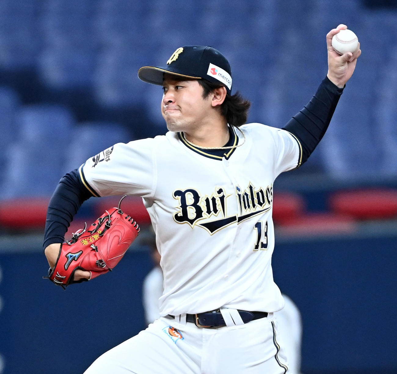 オリックス対ロッテ　オリックス先発の宮城（撮影・前岡正明）