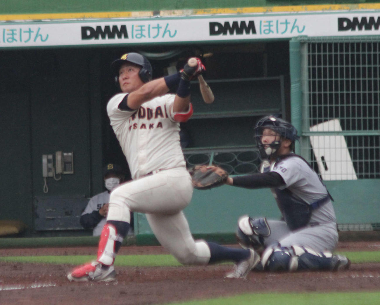 大商大の福元悠真外野手は3回、豪快に引っ張るが左飛に倒れた