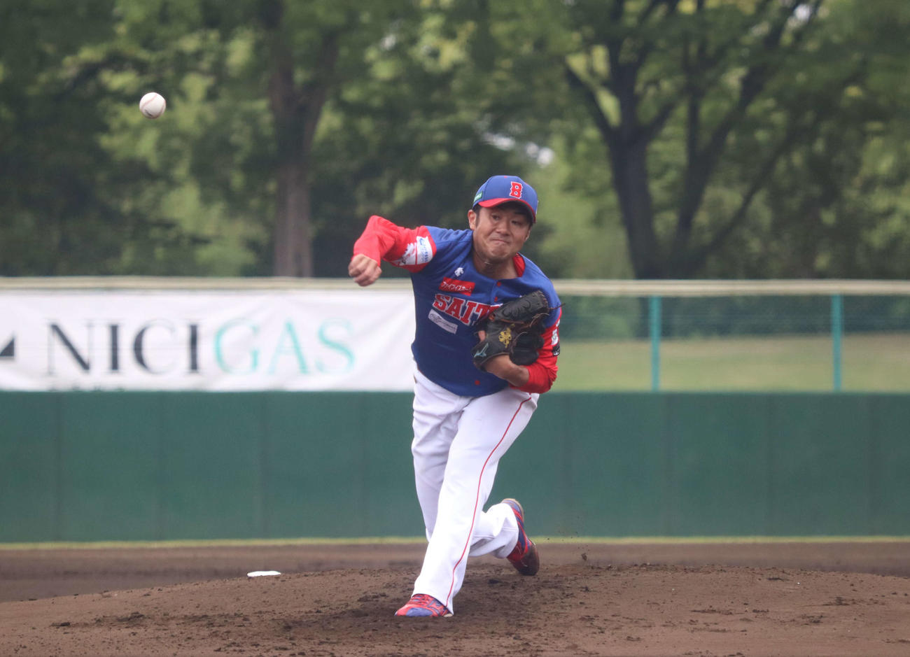 BC埼玉対BC茨城　6回無失点と好投したBC埼玉先発の由規（撮影・勝部晃多）