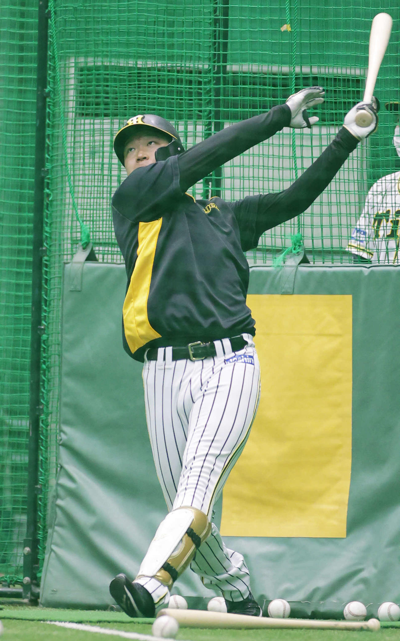 16日、打撃練習を行う大山