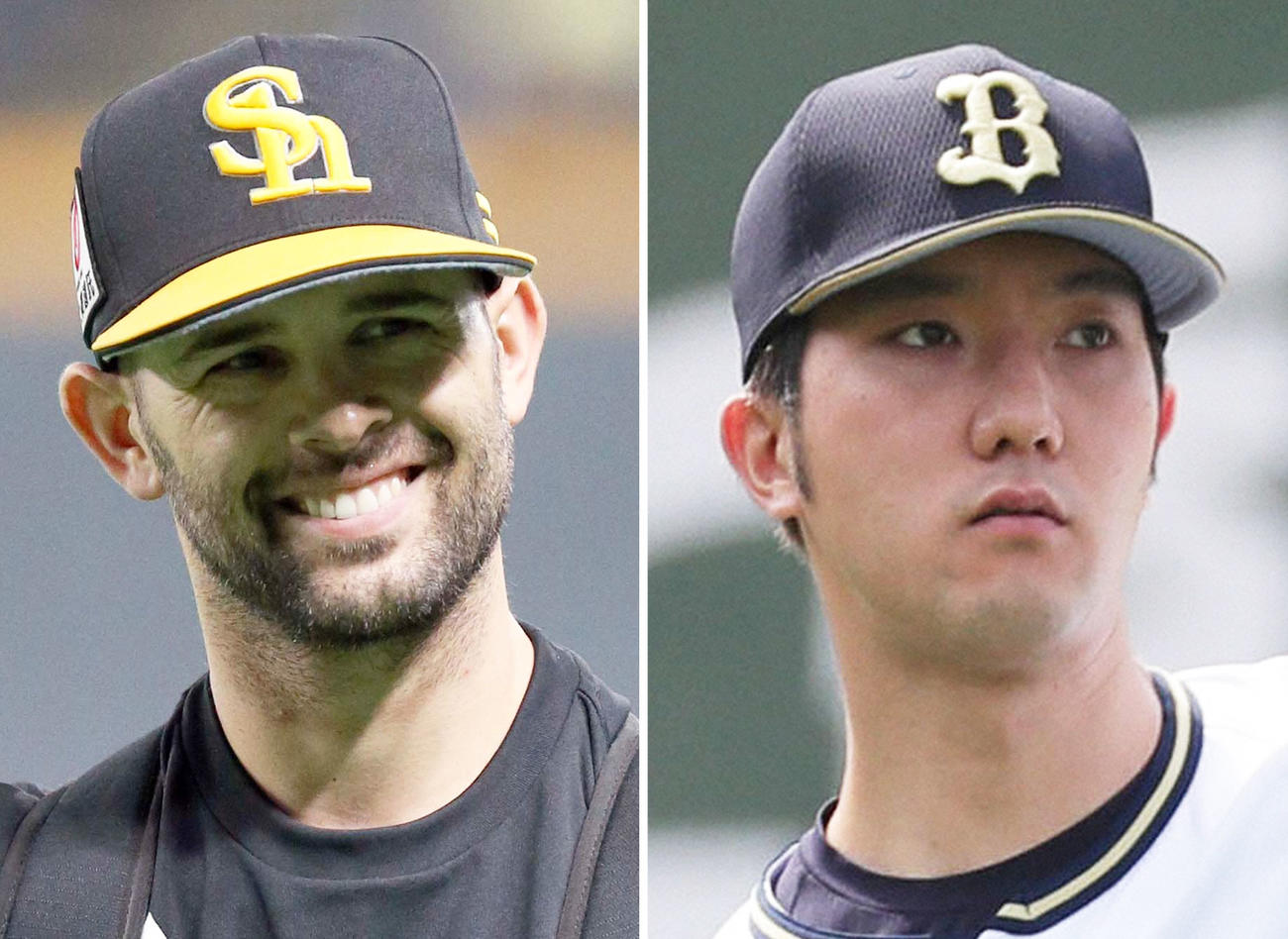 ソフトバンク・マルティネス、オリックス田嶋大樹（右）