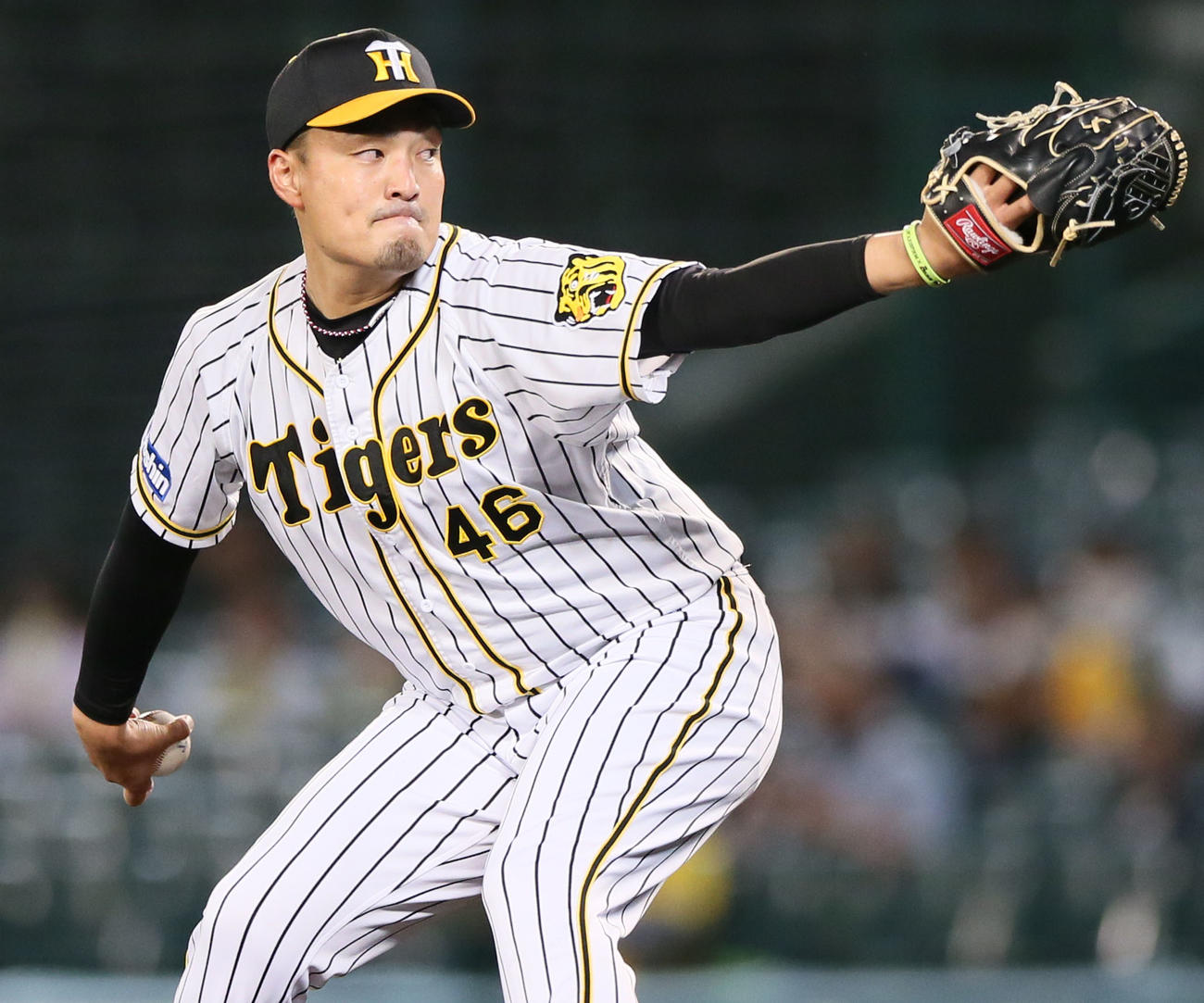 阪神対ロッテ　好投する秋山（撮影・上山淳一）