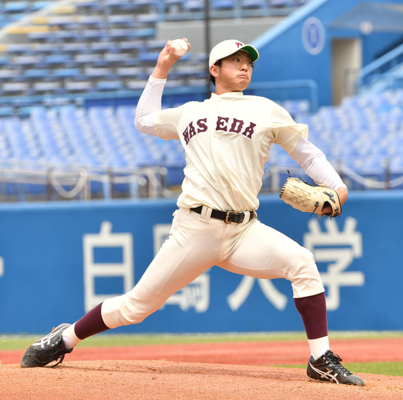 慶大対早大　先発した早大・西垣（撮影・柴田隆二）