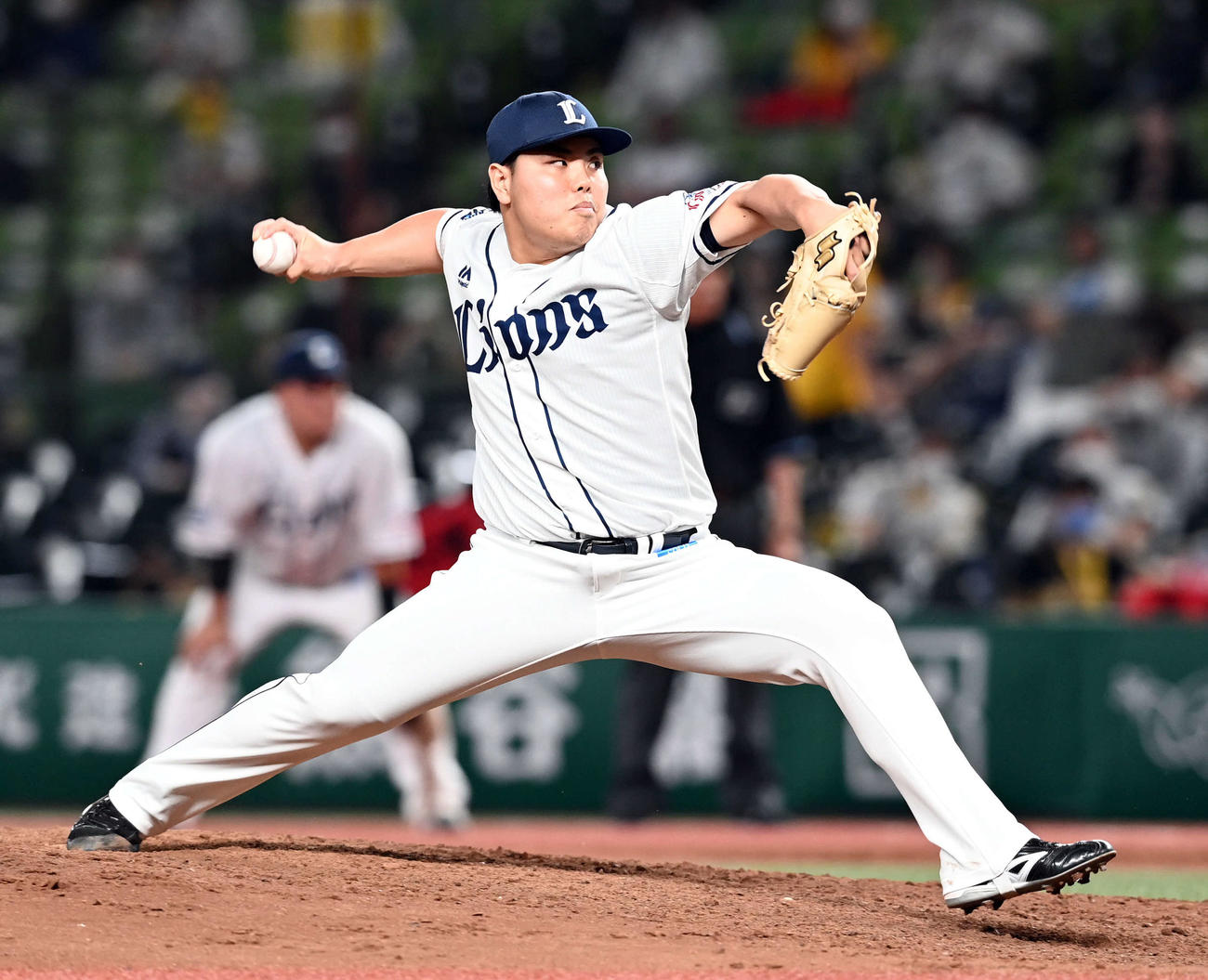 西武対阪神　9回からマウンドに上がった西武平良（撮影・たえ見朱実）