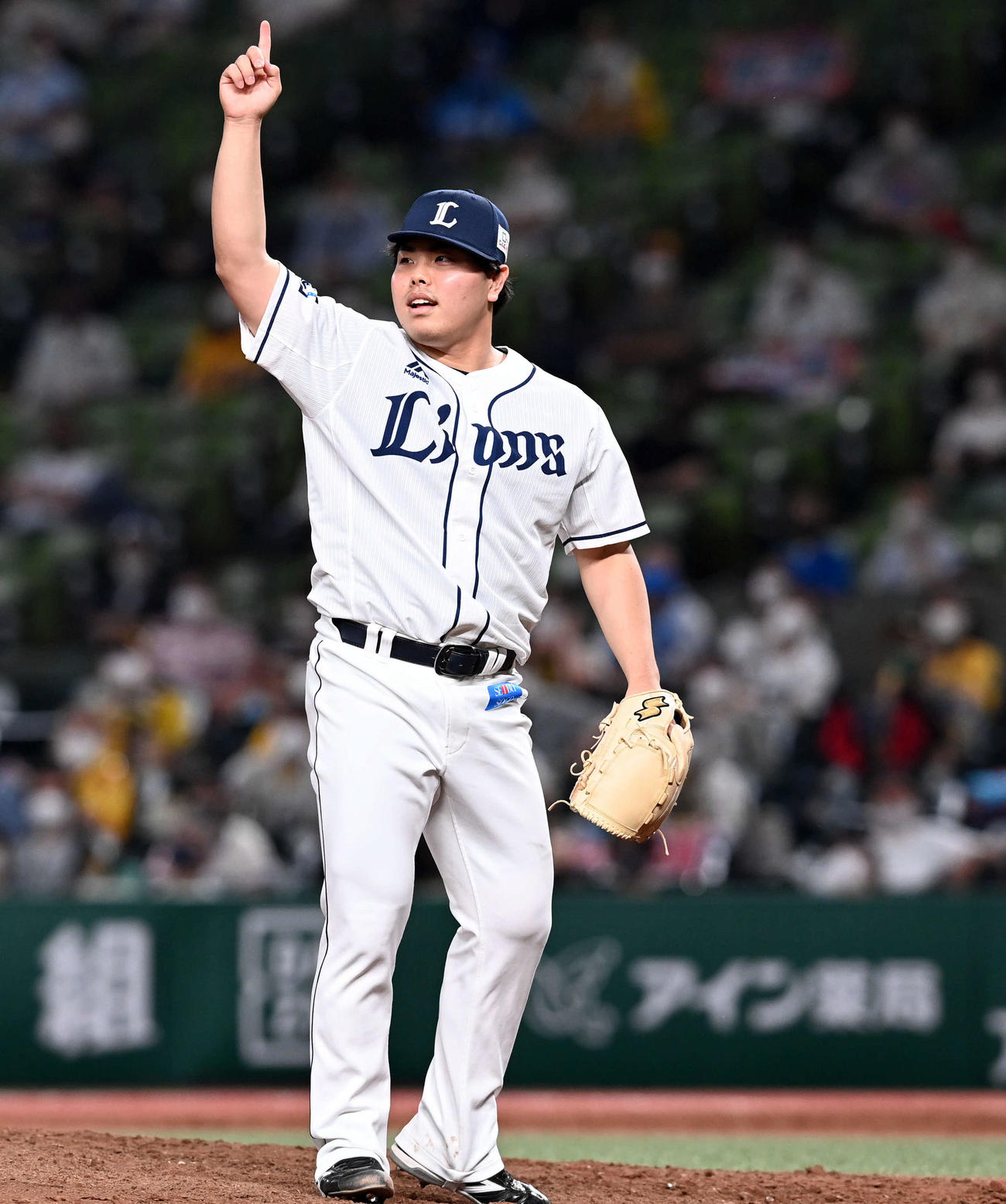 西武対阪神　9回からマウンドに上がり無失点にしのいだ西武平良（撮影・たえ見朱実）