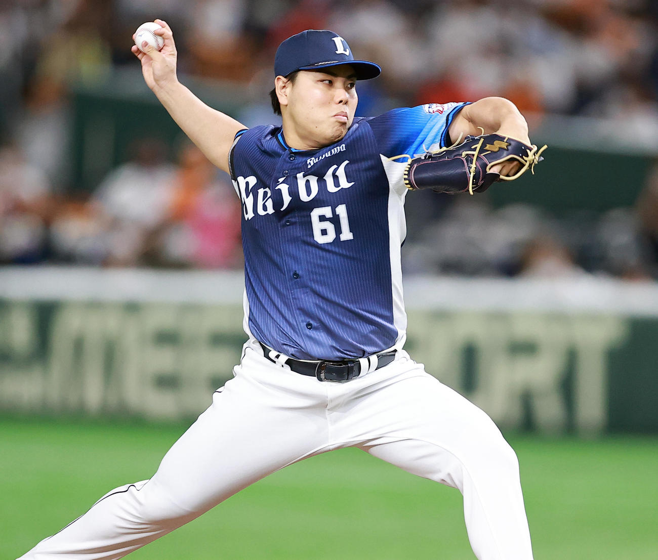 巨人対西武　9回裏巨人の攻撃で登板した平良（撮影・浅見桂子）