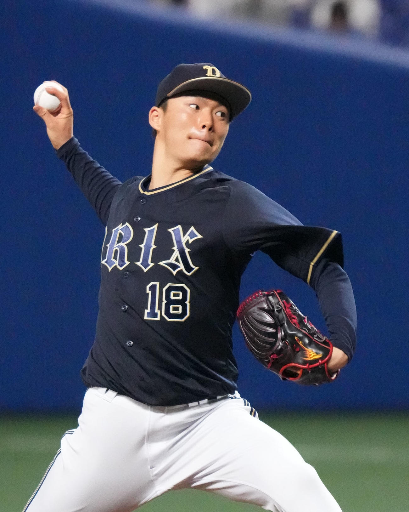 中日対オリックス　オリックス先発の山本（撮影・森本幸一）