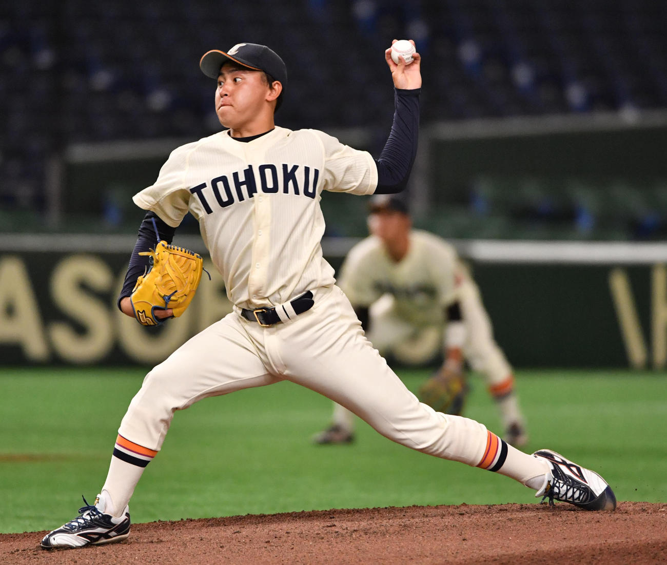 共栄大対東北福祉大　先発した東北福祉大・三浦（撮影・柴田隆二）