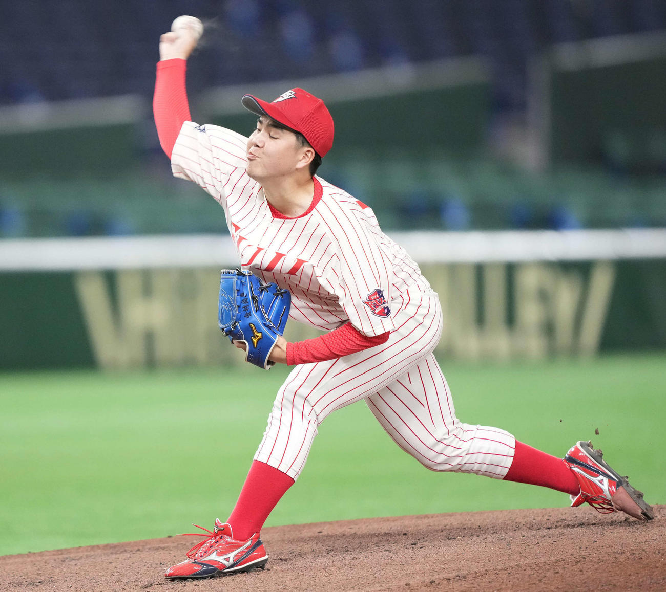 国学院大対富士大　先発し力投する富士大・金村（撮影・鈴木みどり）