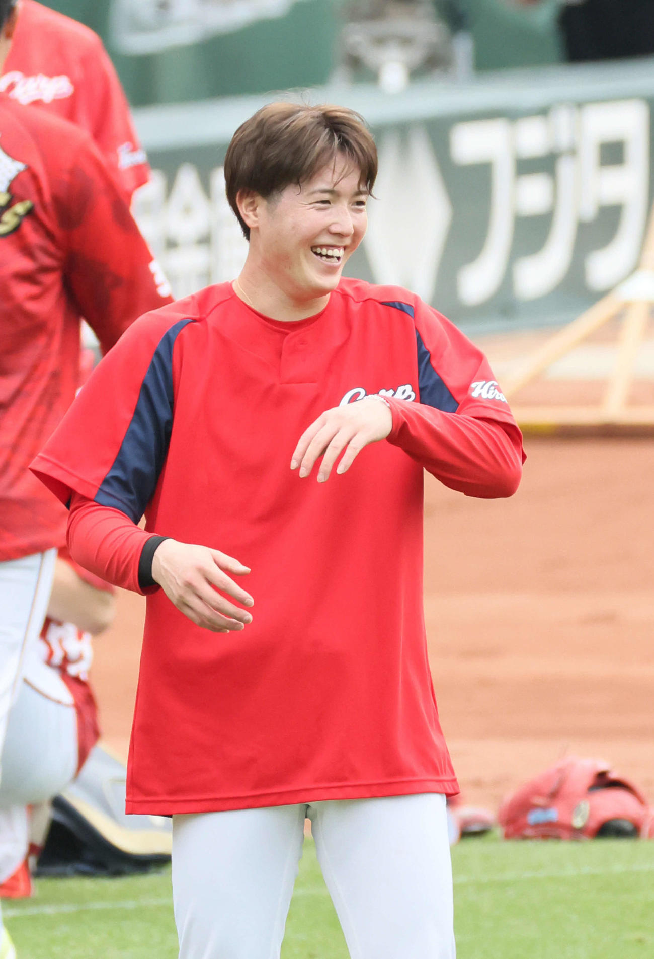 広島対楽天　試合前練習　1軍に合流した森下（撮影・加藤孝規）