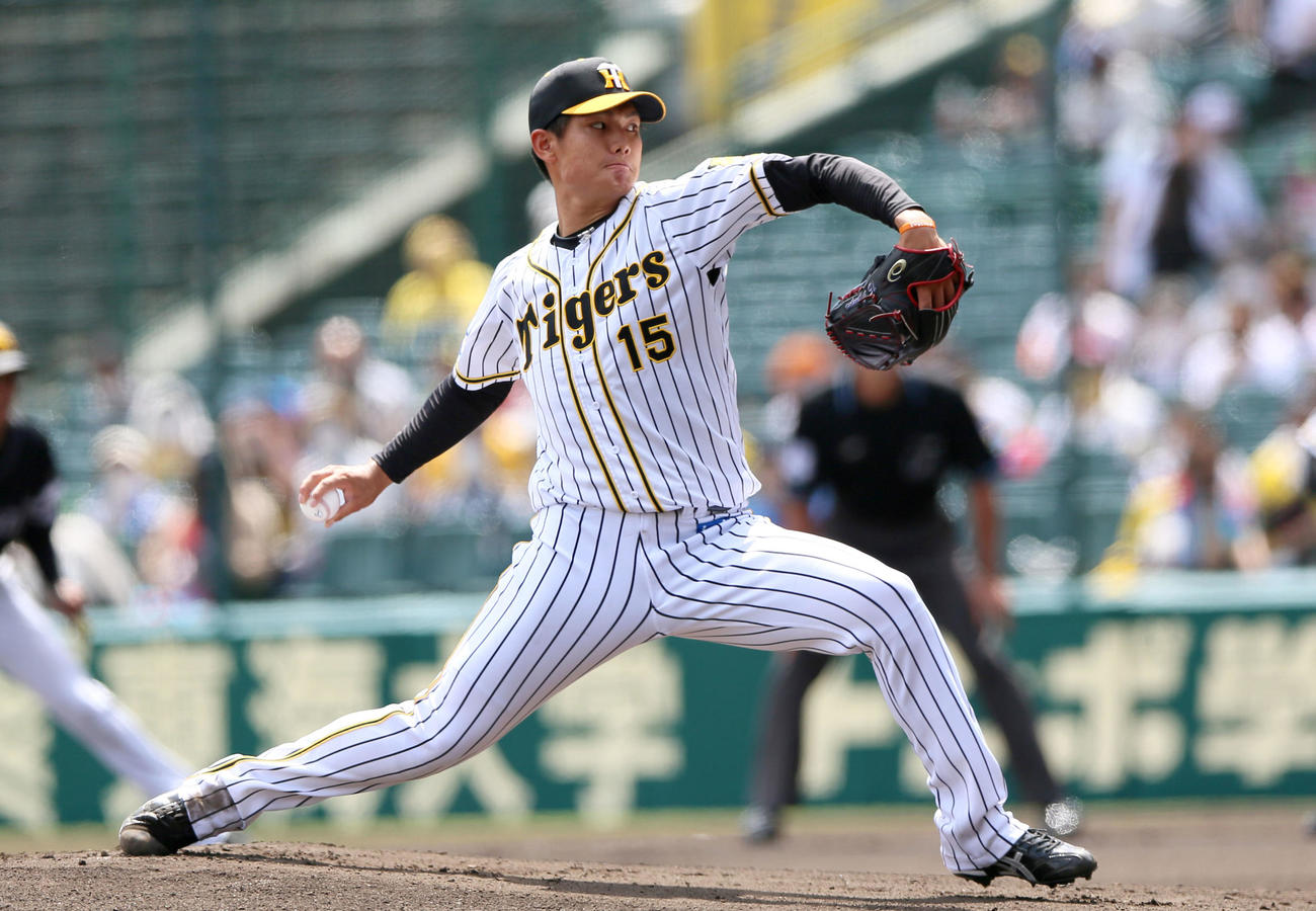 阪神対ソフトバンク3回戦　阪神先発の西純矢（撮影・上山淳一）