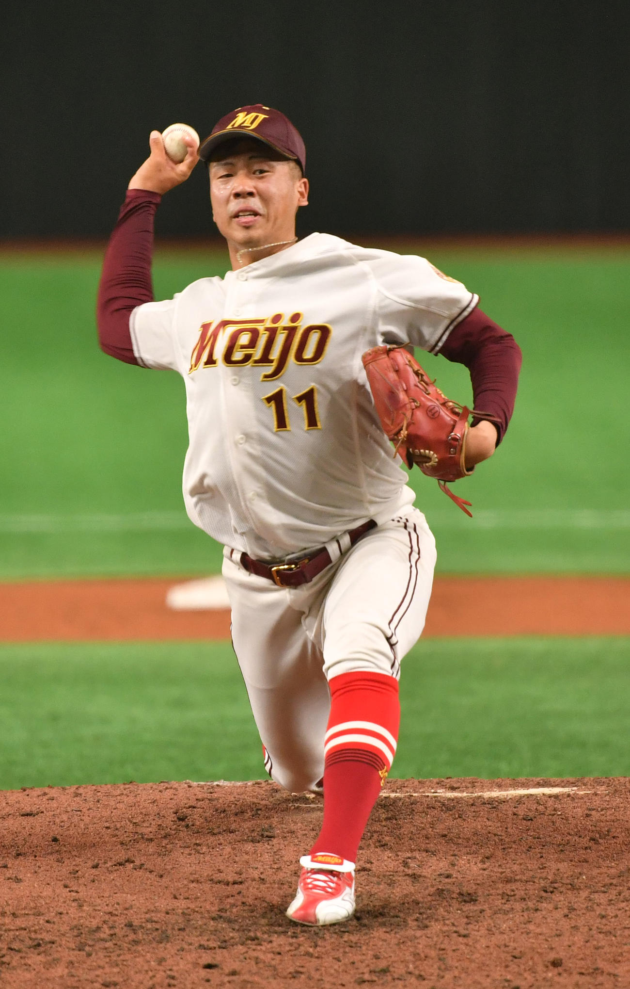 沖縄大対名城大　完封勝利を挙げた名城大・松本（撮影・柴田隆二）