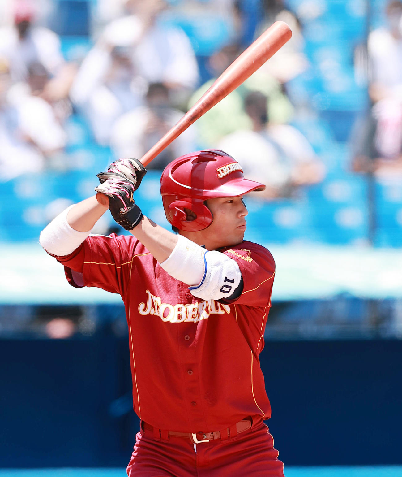 桜美林大対上武大　9回表桜美林大無死、代打で登場した松江（撮影・野上伸悟）