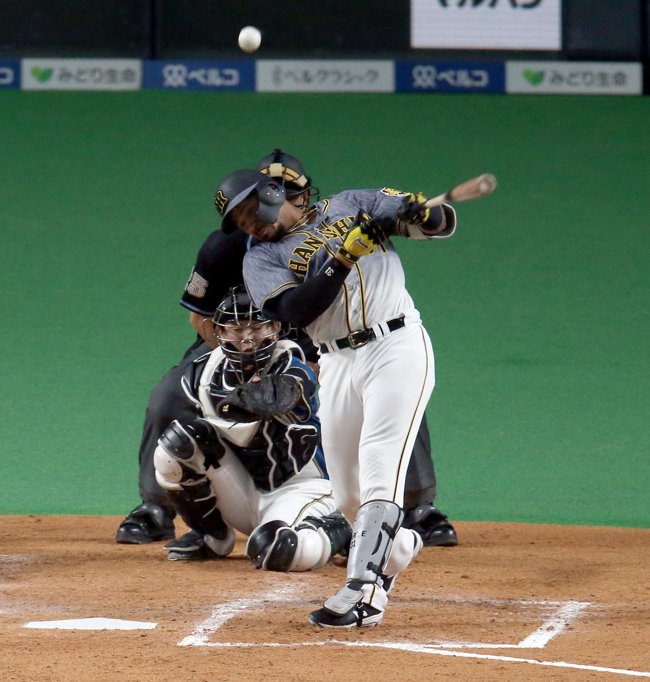 日本ハム対阪神　4回表阪神無死三塁、マルテは中前適時打を放つ（撮影・佐藤翔太）