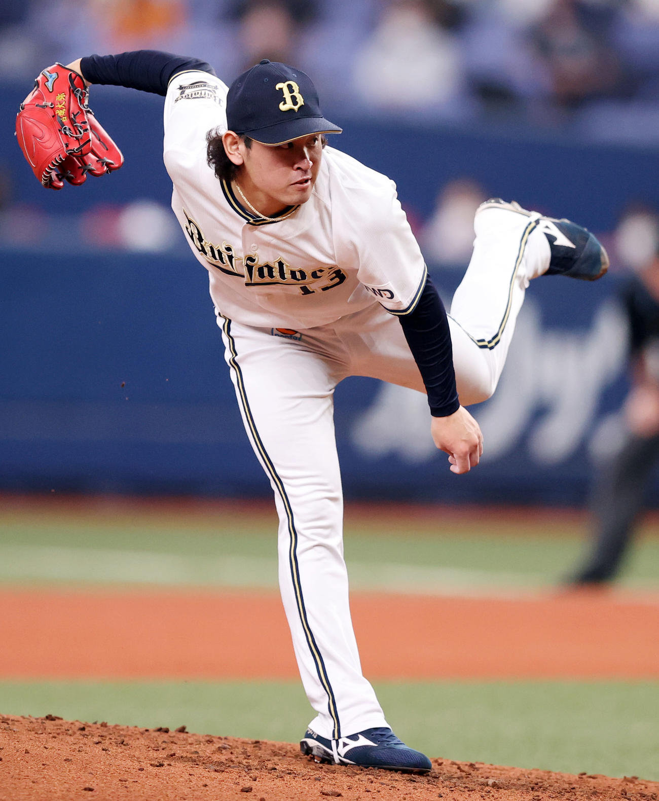オリックス対巨人　オリックス先発の宮城（撮影・狩俣裕三）