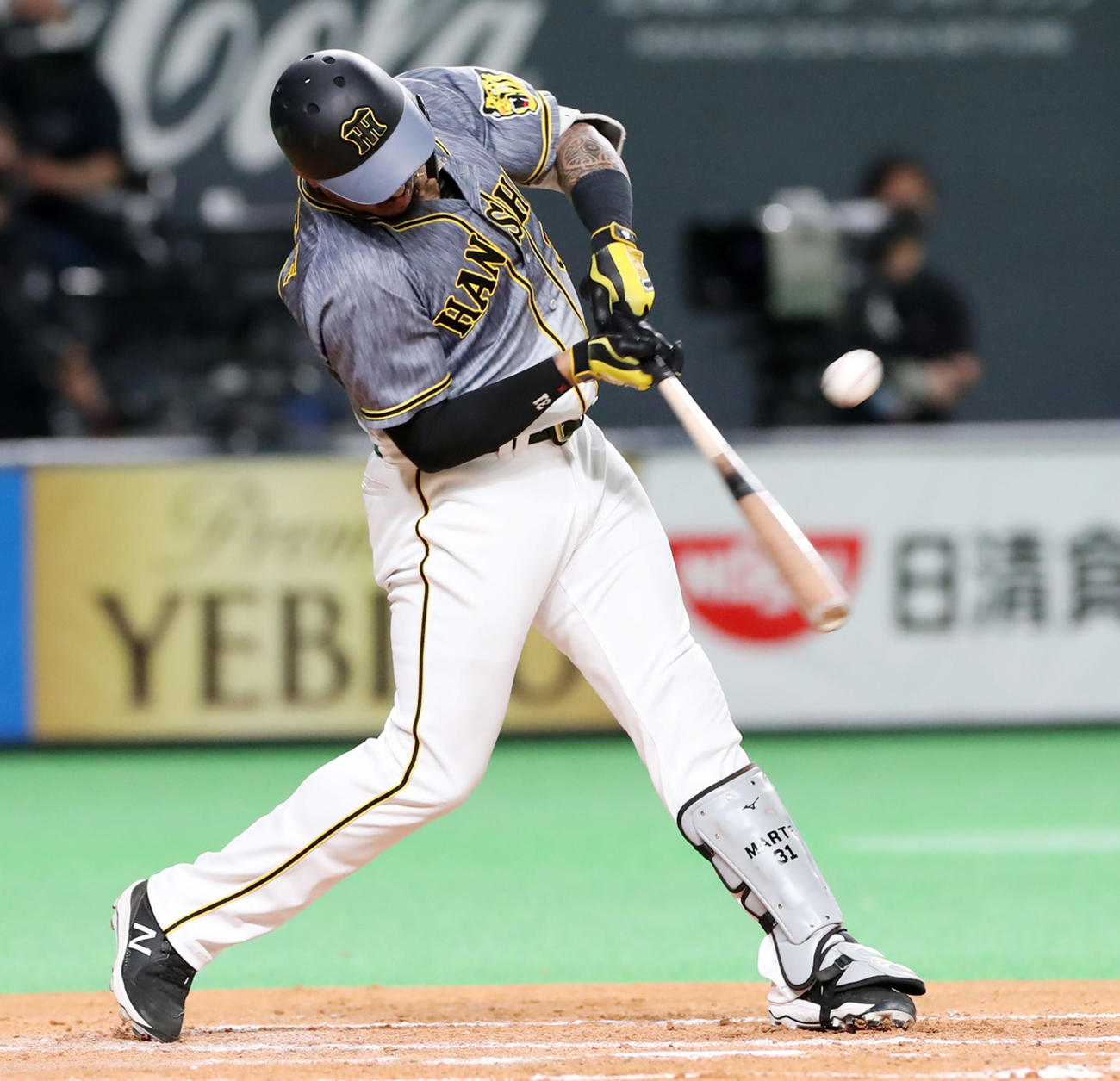 日本ハム対阪神　4回表阪神無死三塁、マルテは中前適時打を放つ（撮影・加藤哉）
