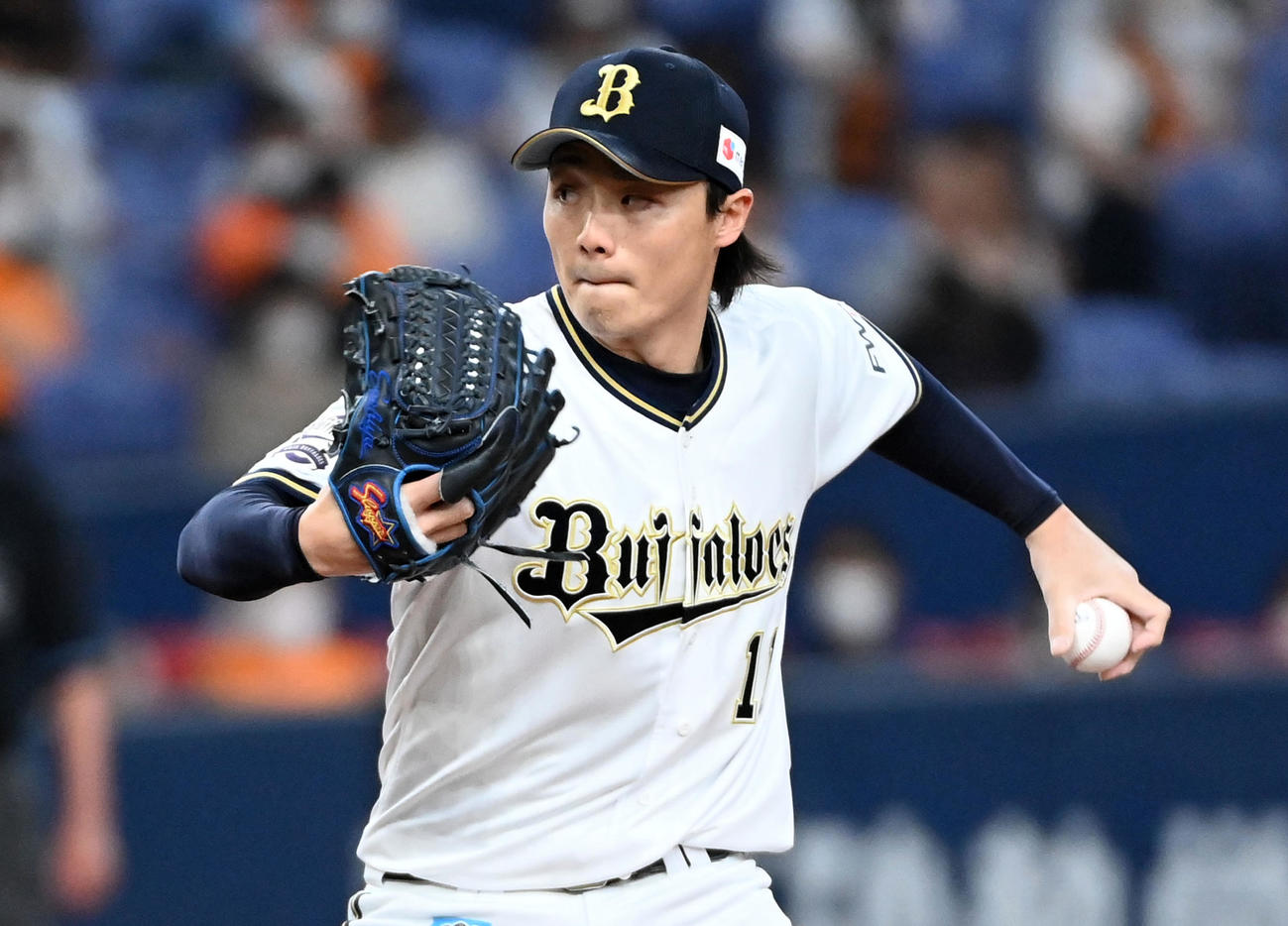 オリックス対巨人　オリックス先発の山崎福（撮影・前岡正明）