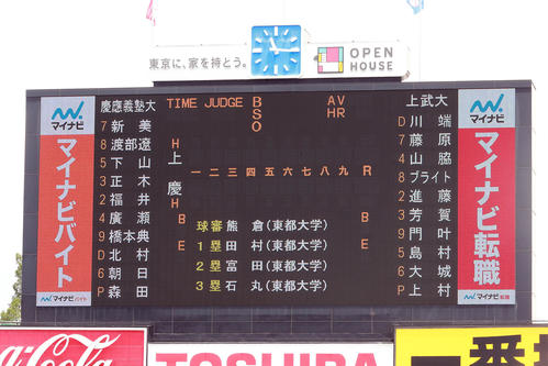 上武大対慶大　両校のスターティングメンバー（撮影・野上伸悟）