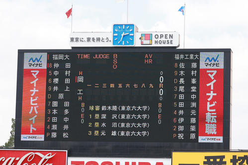 福岡大対福井工大　両校のスターティングメンバー（撮影・野上伸悟）