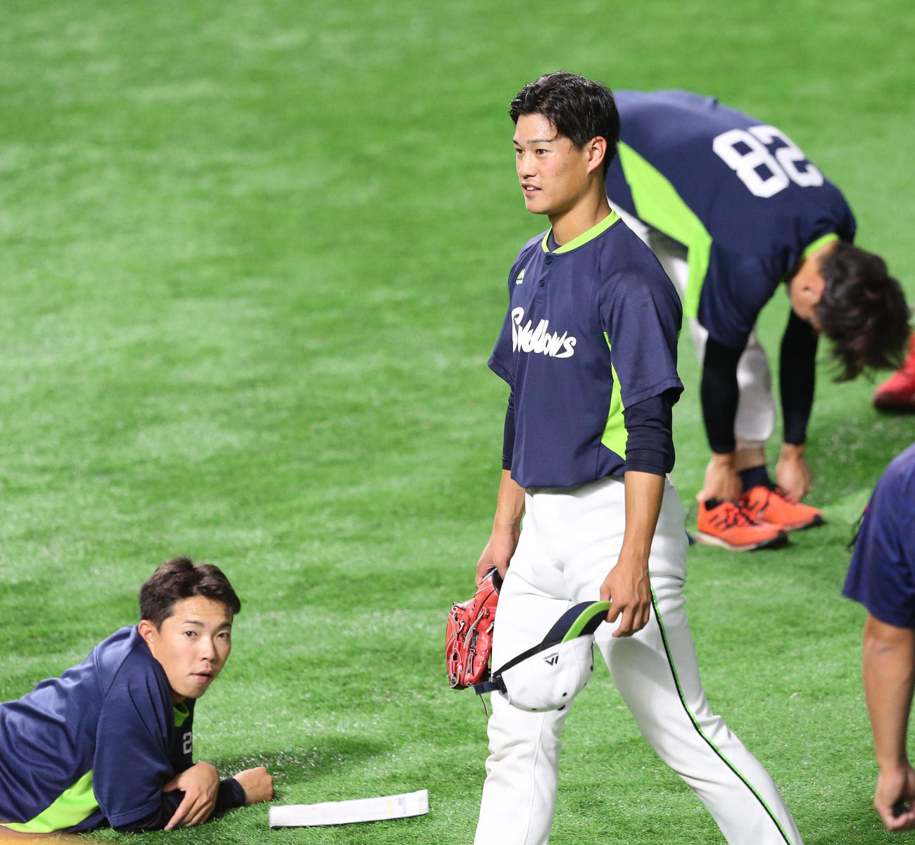 13日、先発予定の高橋奎二（撮影・梅根麻紀）