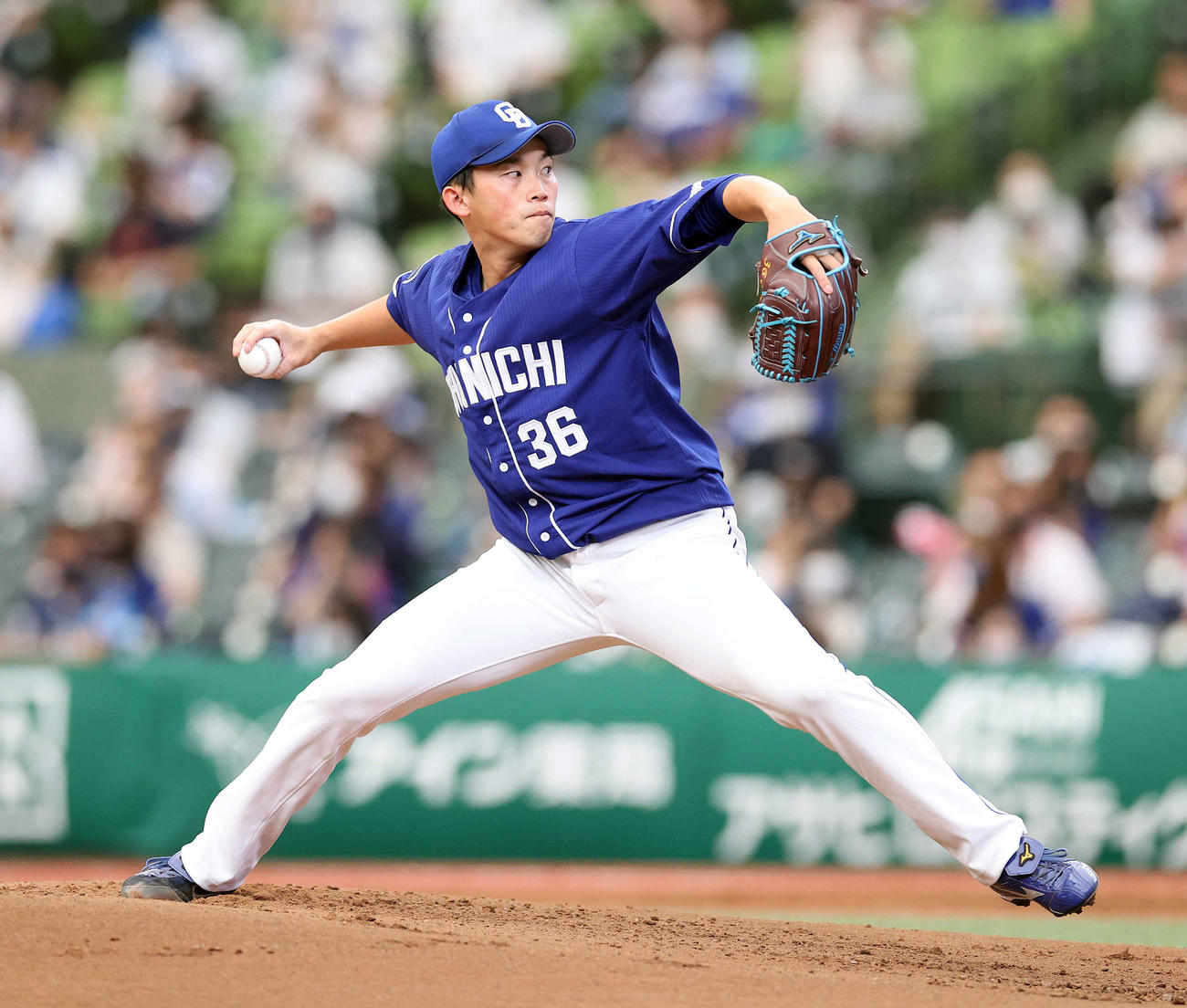 西武対中日　先発し力投する中日岡野（撮影・鈴木正人）