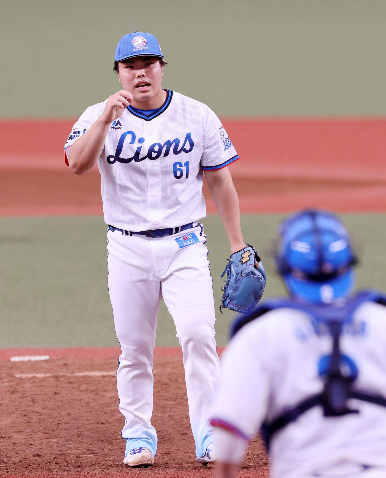 西武対中日　開幕から32試合連続無失点プロ野球記録を達成した西武平良（撮影・鈴木正人）
