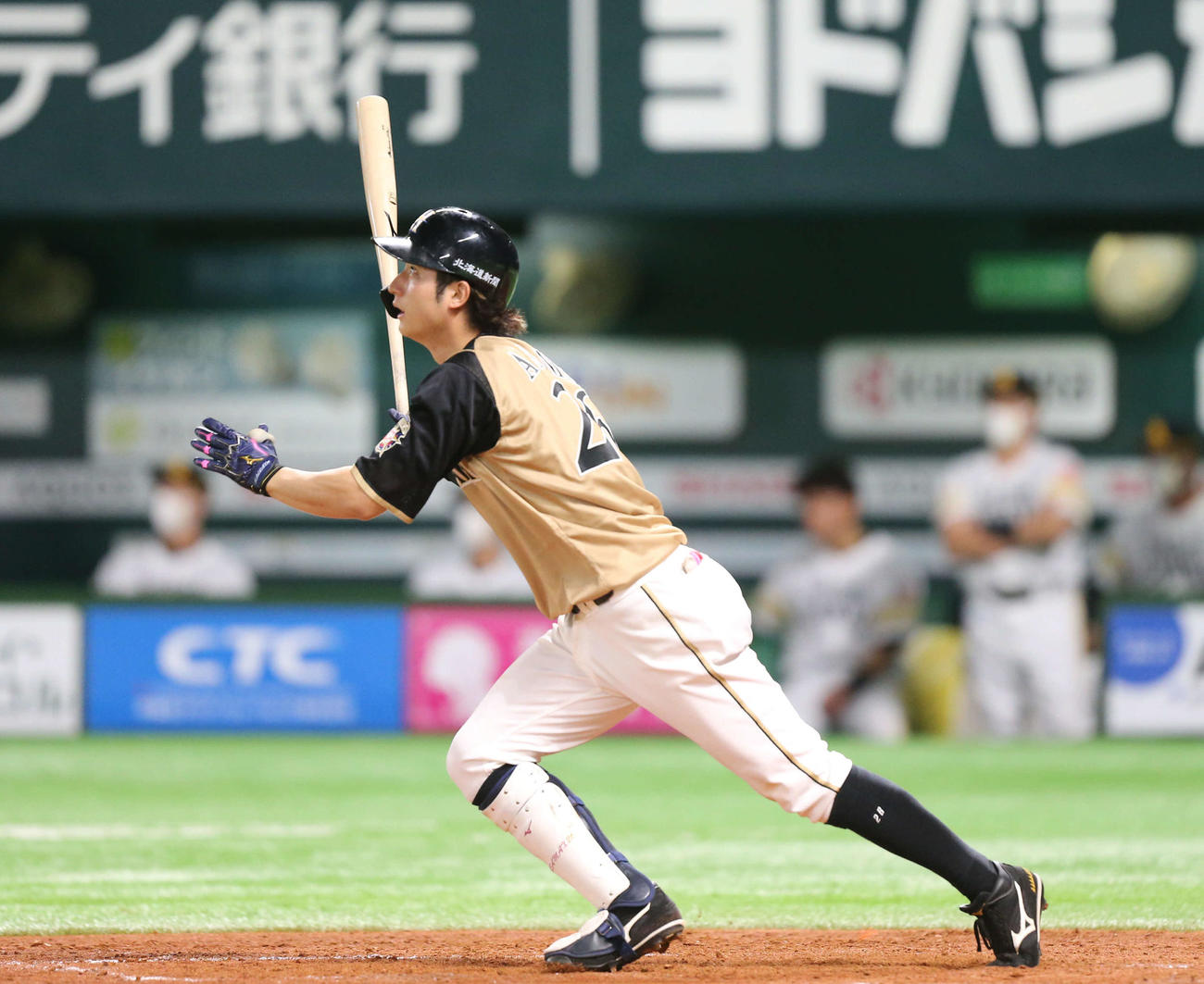 ソフトバンク対日本ハム　5回表日本ハム1死、右越え本塁打を放つ浅間（撮影・屋方直哉）