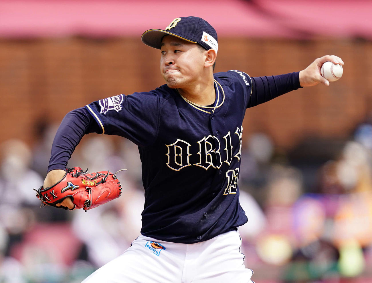 楽天対オリックス　オリックス先発の宮城（撮影・江口和貴）