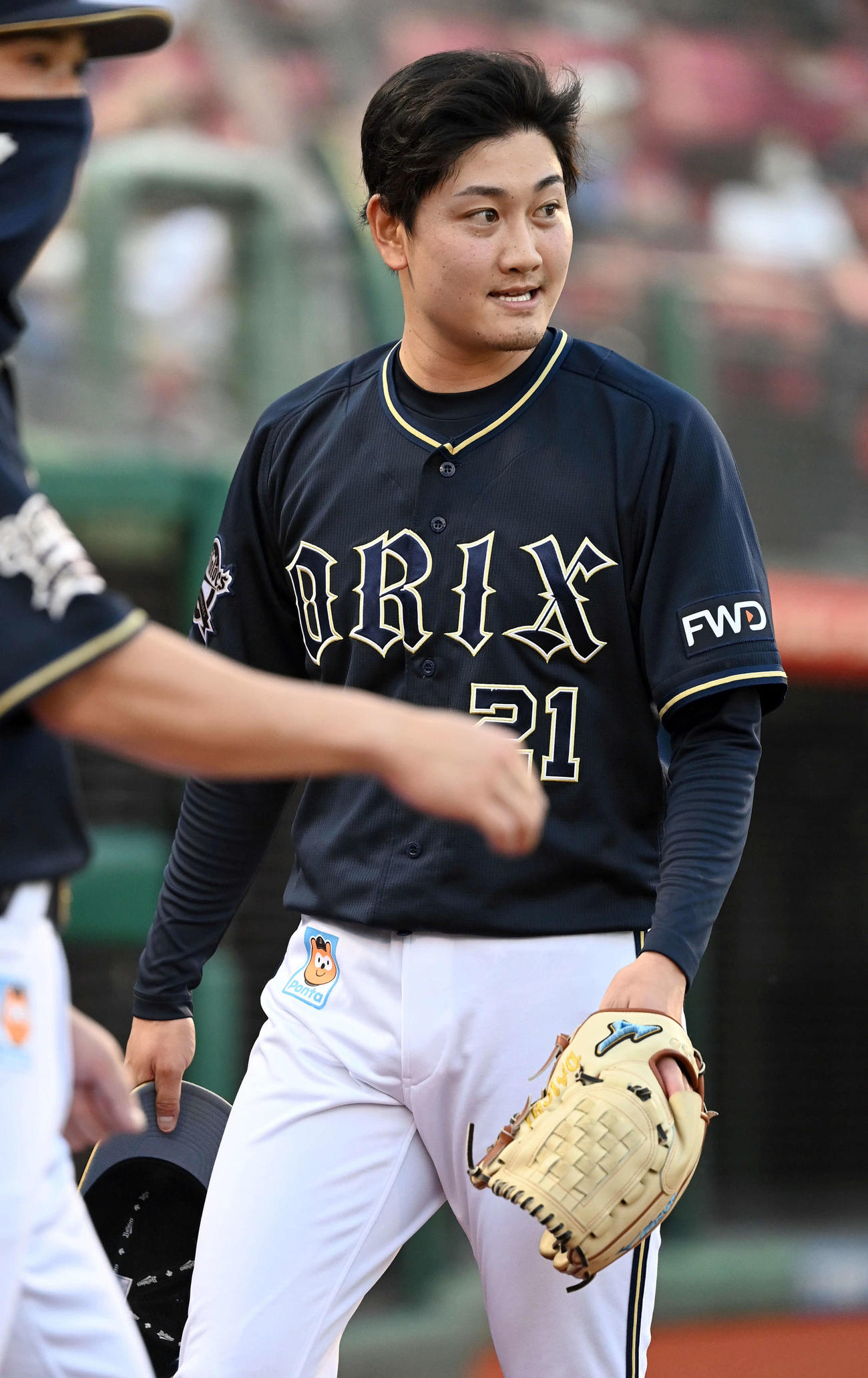 楽天対オリックス　1回を無失点に抑えたオリックスの先発竹安（撮影・たえ見朱実）