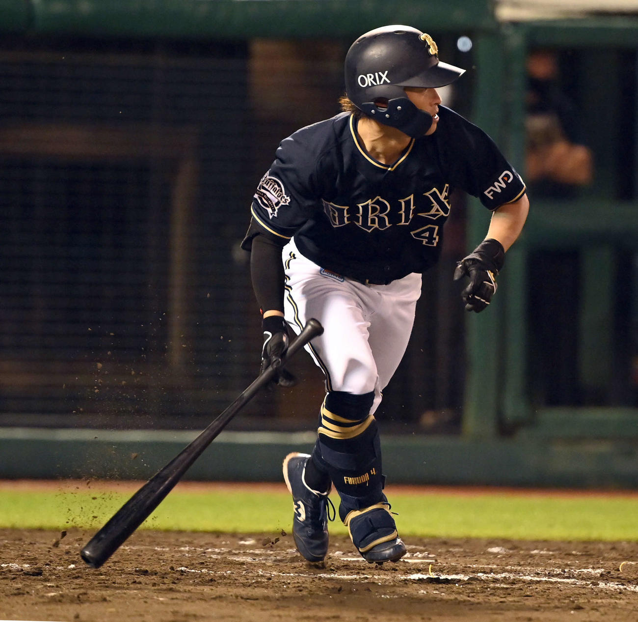 楽天対オリックス　8回表オリックス2死一、三塁、左前に適時打を放つ福田（撮影・たえ見朱実）