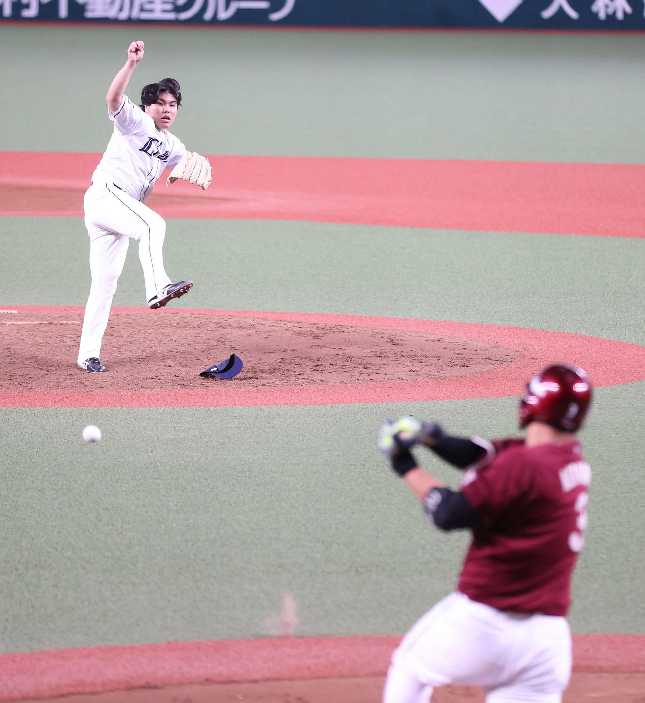 西武対楽天　9回表楽天無死、浅村を遊ゴロに仕留める平良（撮影・河野匠）