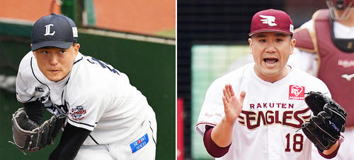 西武佐々木（左）、楽天田中将大