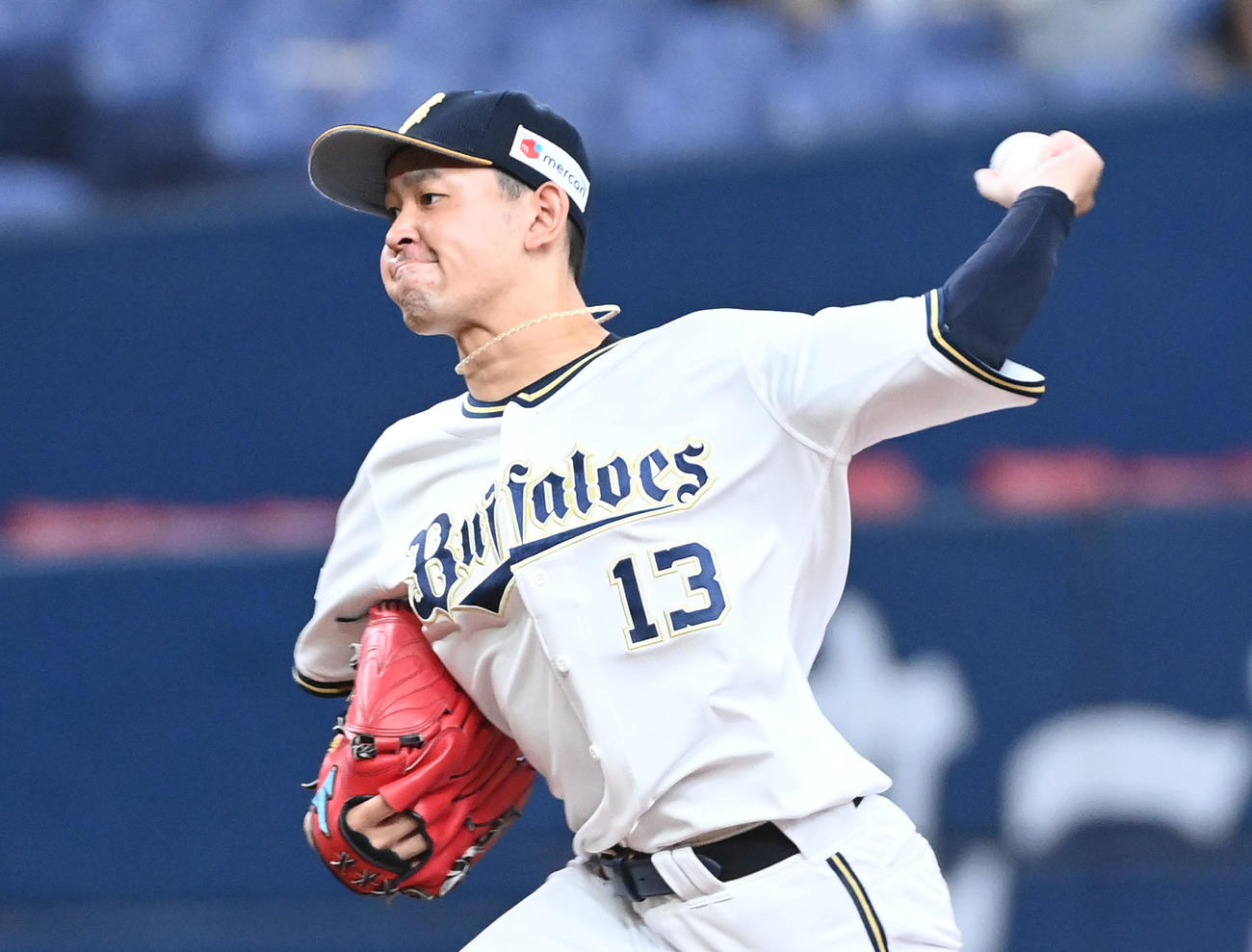 オリックス対西武　オリックス先発の宮城（撮影・前岡正明）
