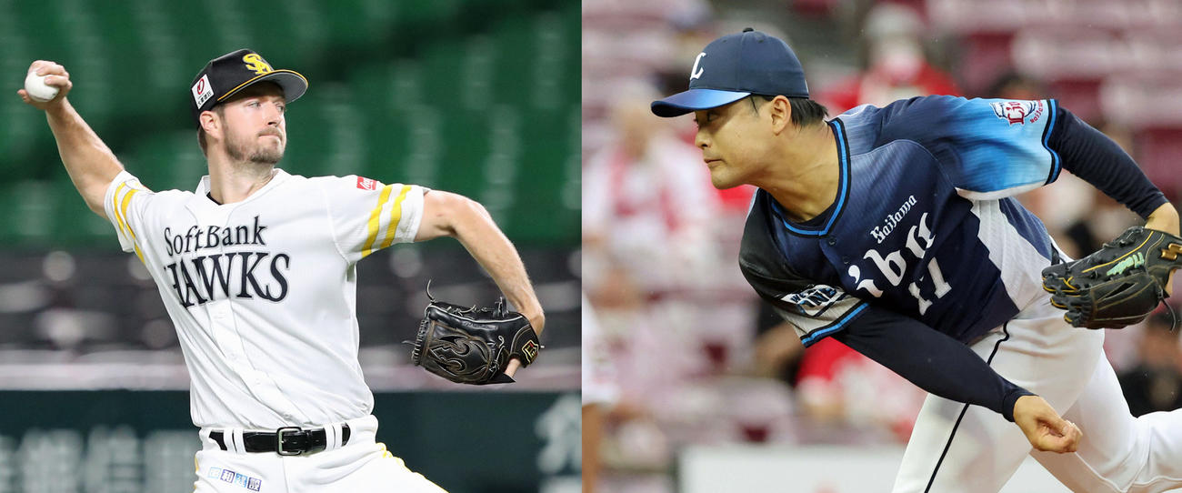 ソフトバンク・レイ（左）と西武松本航