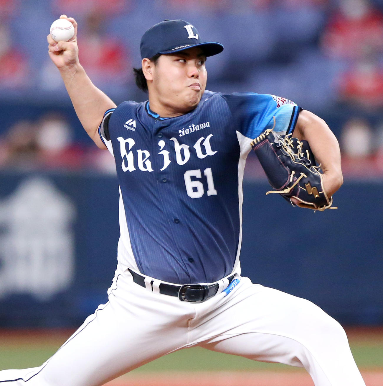 ソフトバンク対西武　9回に登板する西武平良海馬（撮影・上山淳一）