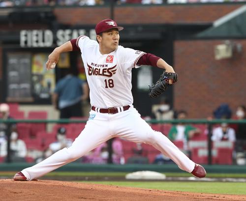 楽天対日本ハム　楽天先発の田中将（撮影・黒川智章）