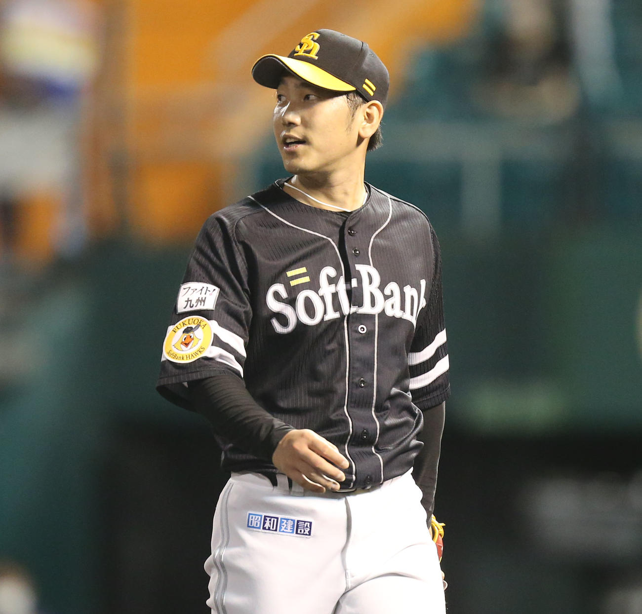 日本ハム対ソフトバンク　6回裏を投げ切ったソフトバンク石川柊太（撮影・屋方直哉）
