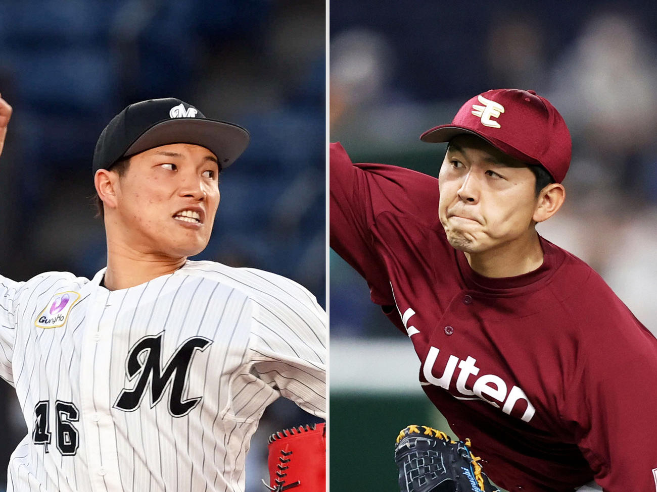 ロッテ岩下（左）と楽天西口