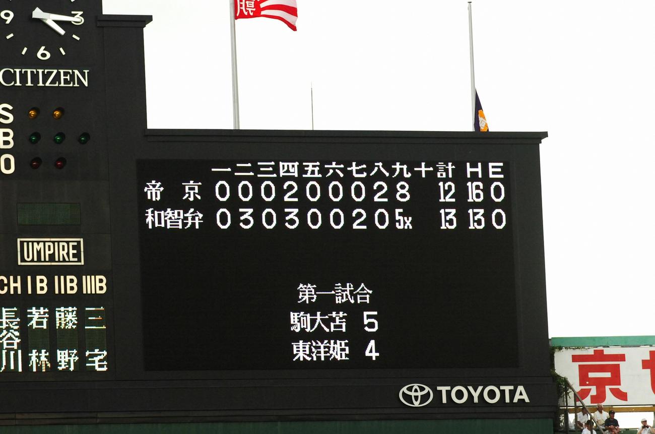 第88回全国高校野球選手権大会12日目・準々決勝　帝京対智弁和歌山　智弁和歌山が帝京に13対12で勝利する（撮影・奥田泰也）＝２００６年８月17日