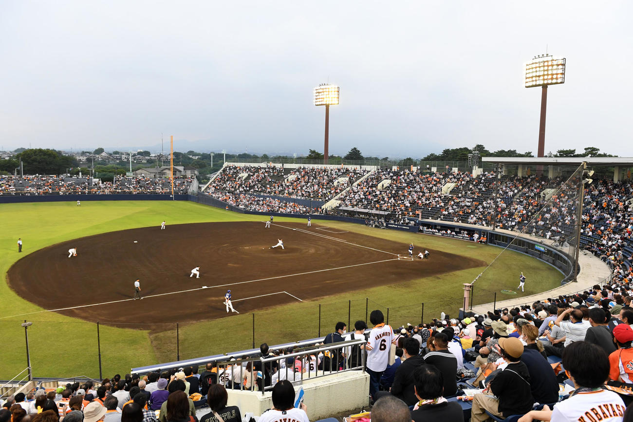 巨人対中日　上毛新聞敷島球場の内観（撮影・横山健太）